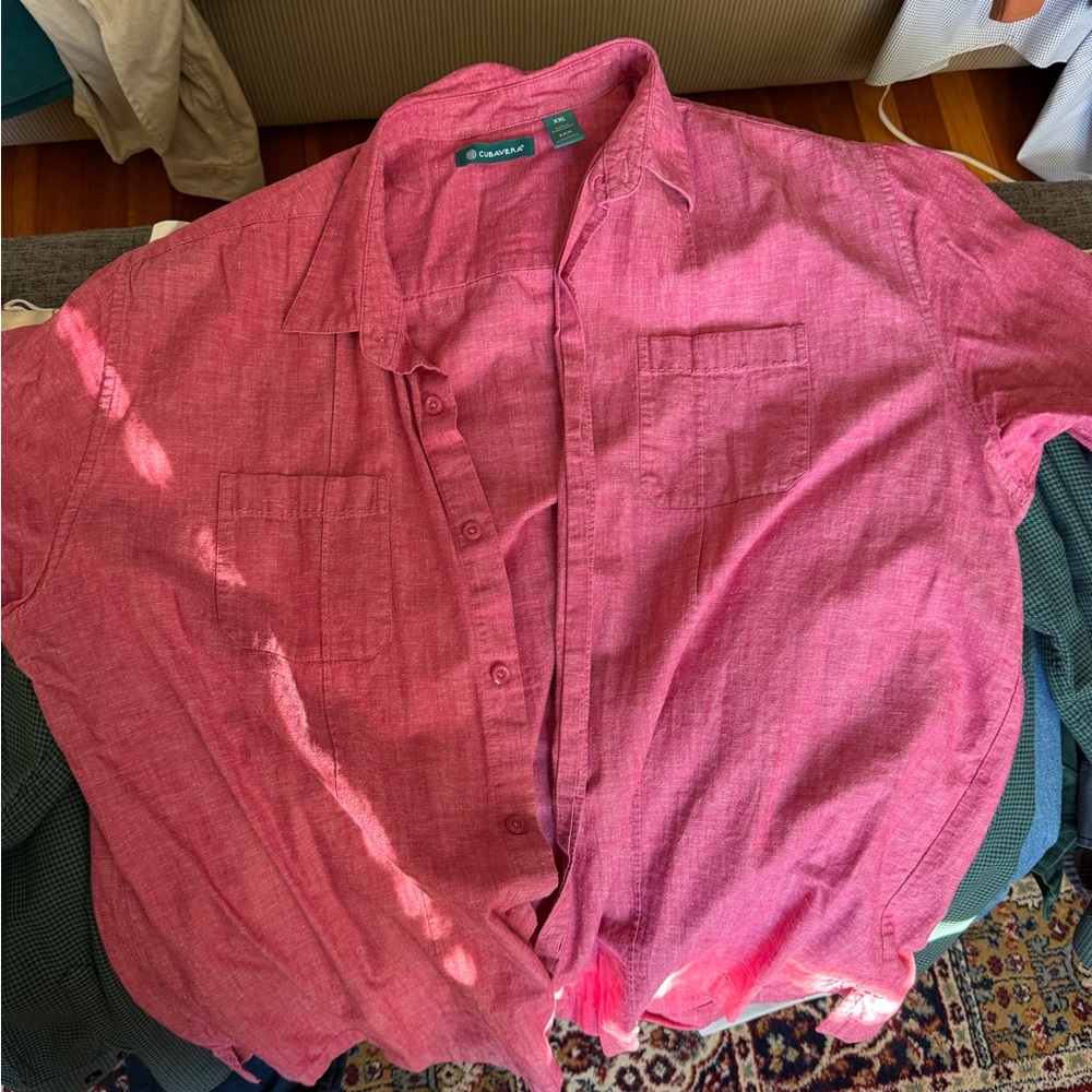 Cubavera Men's Pink Casual Button Down Shirt